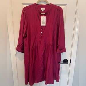 Kim Rogers Burgundy Button-Down Tunic Dress NWT